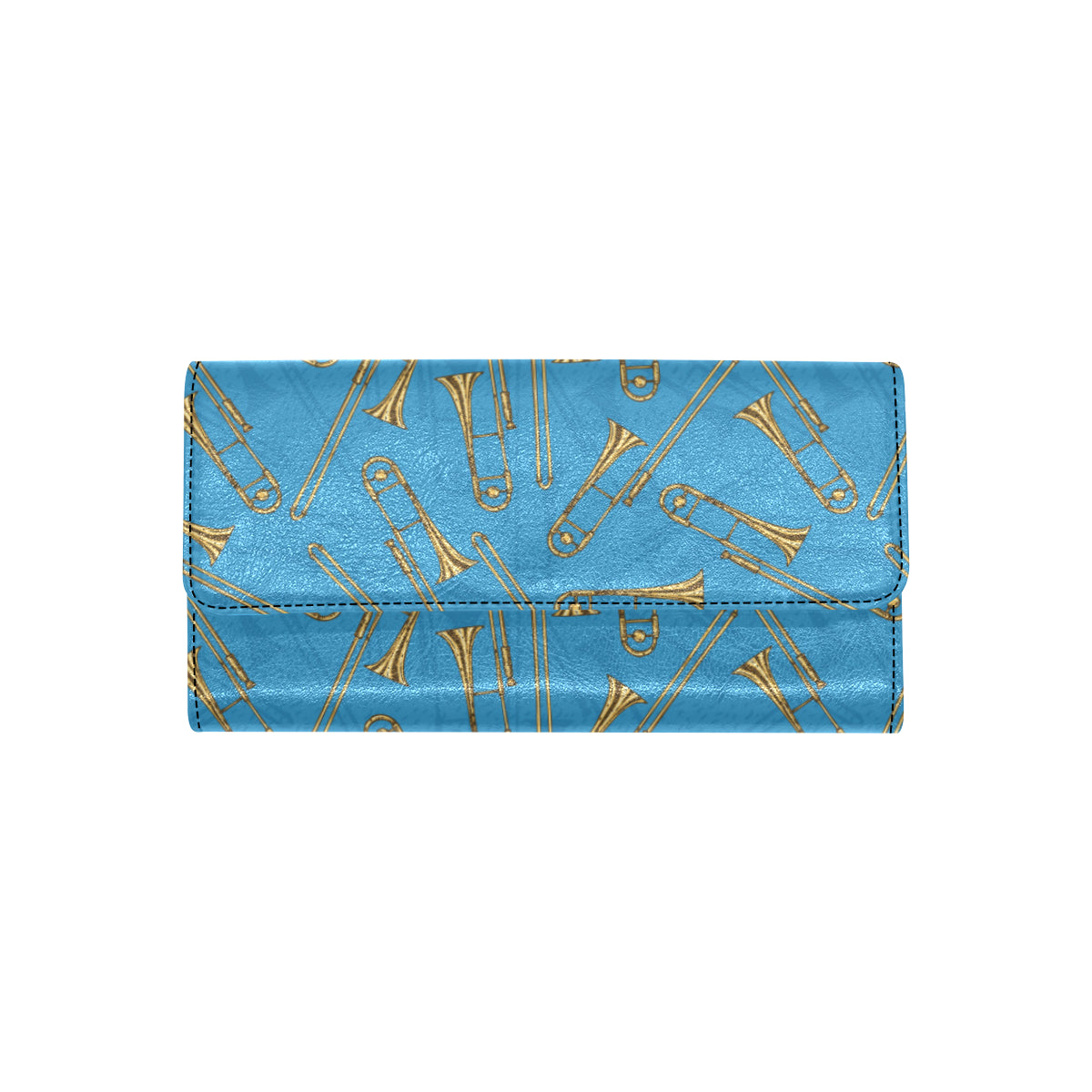 Trombone Pattern Print Design 01 Women's Trifold Wallet