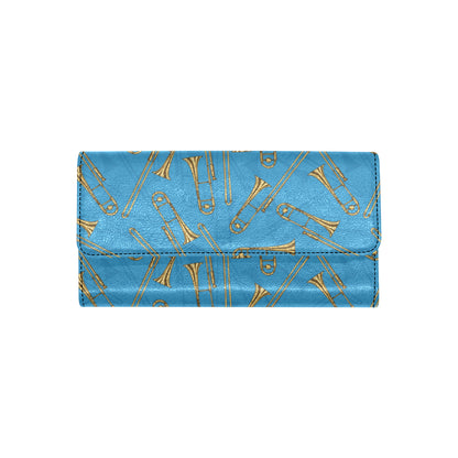Trombone Pattern Print Design 01 Women's Trifold Wallet