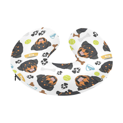 Rottweiler Pattern Print Design A04 U-Shaped Travel Neck Pillow