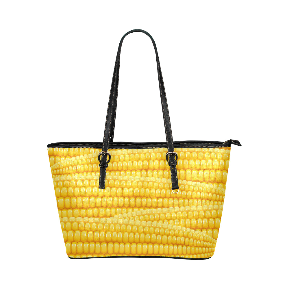Agricultural Corn cob Pattern Leather Tote Bag