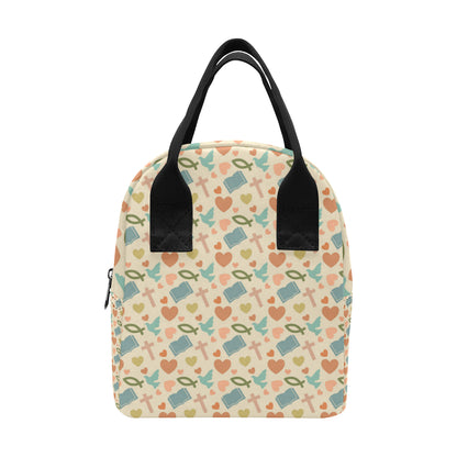 Christian Symbol Pattern Insulated Lunch Bag