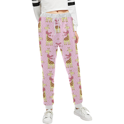Giraffe Cute Pink Polka Dot Print Unisex Sweatpants