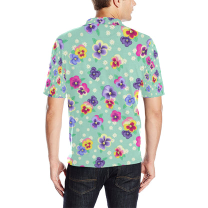 Pansy Pattern Print Design PS08 Men Polo Shirt