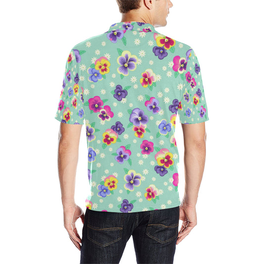 Pansy Pattern Print Design PS08 Men Polo Shirt