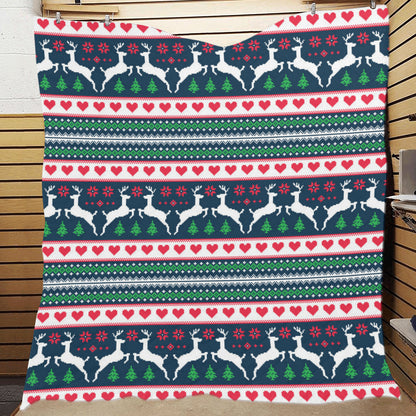 Reindeer Pattern Print Design 03 Premium Quilt