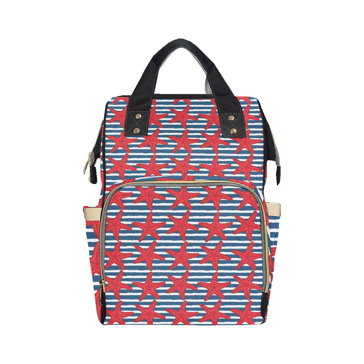 Starfish Red Pattern Print Design 02 Diaper Bag Backpack
