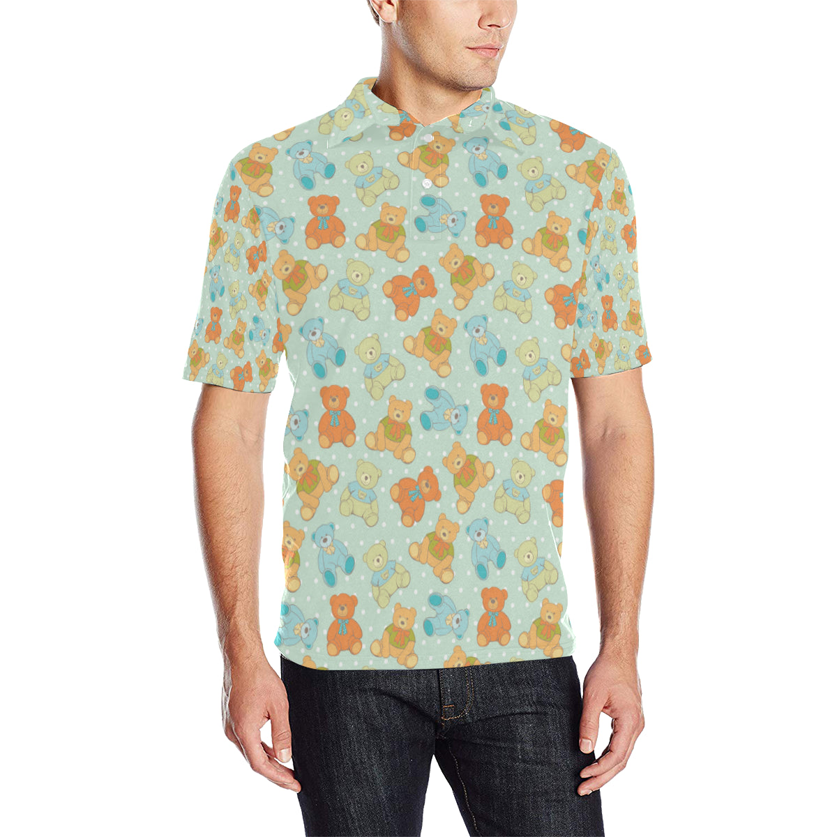 Bear Pattern Print Design 02 Men Polo Shirt