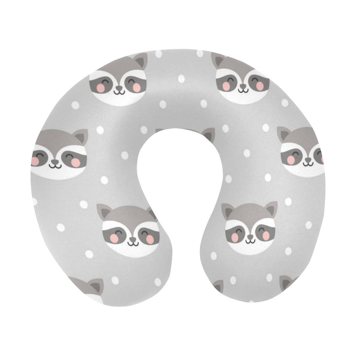 Raccoon Pattern Print Design A04 U-Shaped Travel Neck Pillow