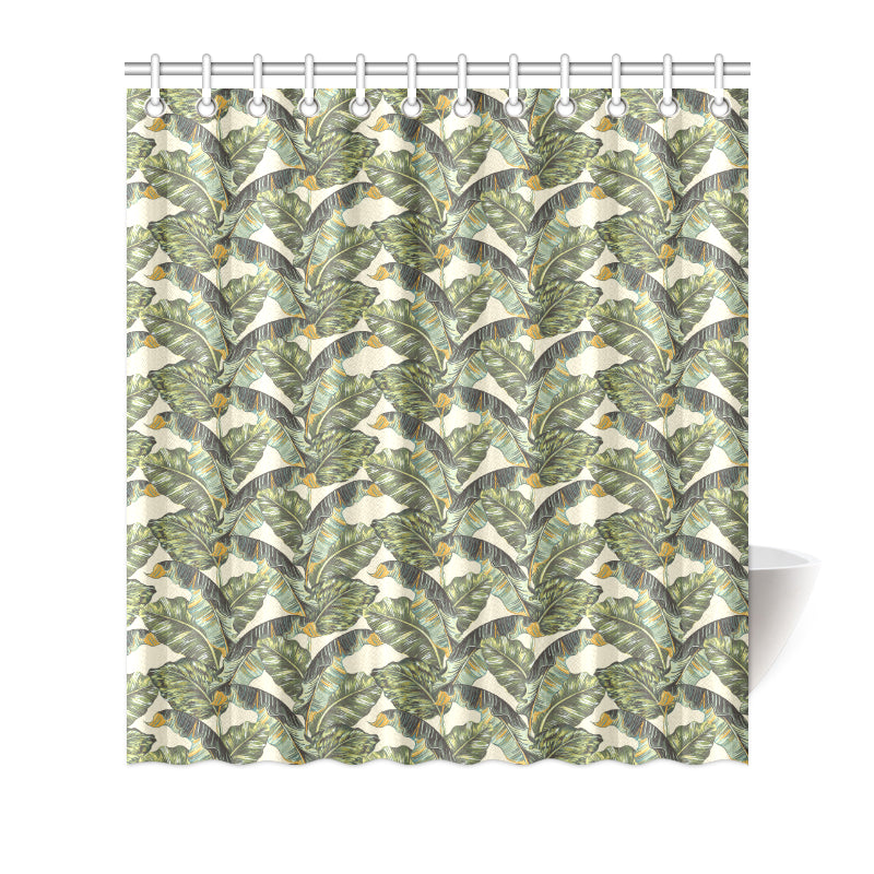 Banana Leaf Pattern Print Design 04 Shower Curtain
