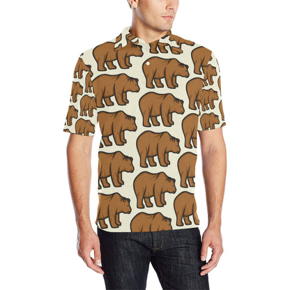 Bear Pattern Print Design BE05 Men Polo Shirt