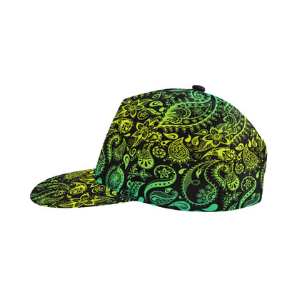 Paisley Green Design Print Snapback Cap