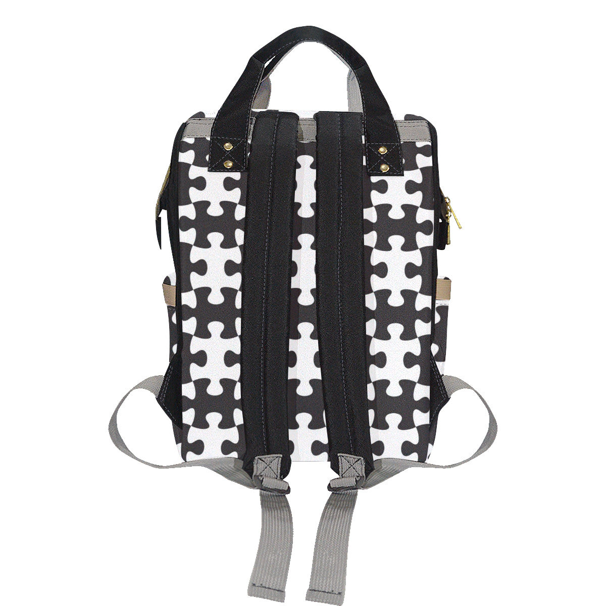 Puzzle Black White Pattern Print Design A02 Diaper Bag Backpack