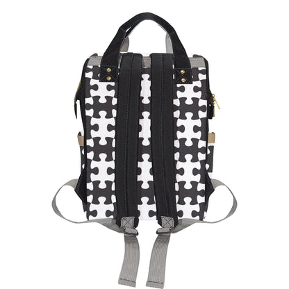 Puzzle Black White Pattern Print Design A02 Diaper Bag Backpack