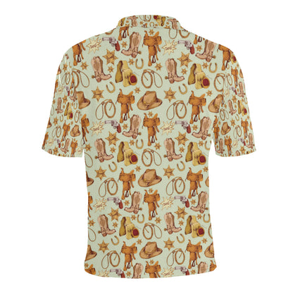 Western Cowboy Design Pattern Men Polo Shirt