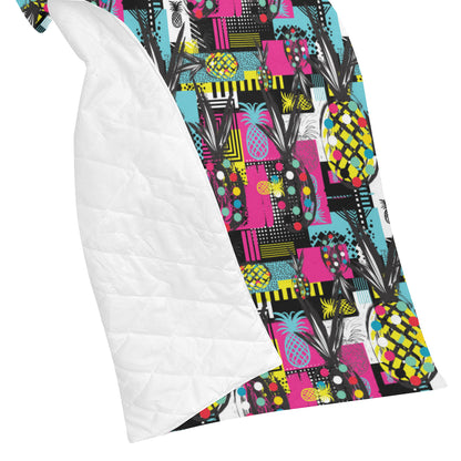 Pop Art Pineapple Pattern Print Design A02 Premium Quilt