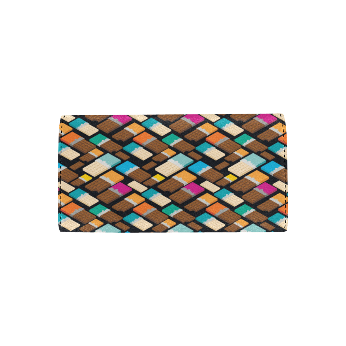 Chocolate Pattern Print Design 02 Women's Trifold Wallet