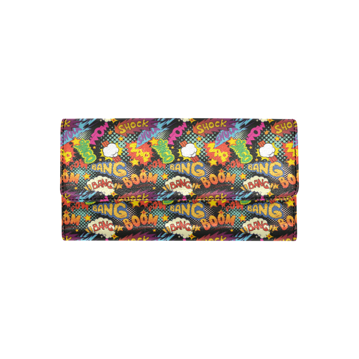 Comic Book Pattern Print Design 01 Women's Trifold Wallet
