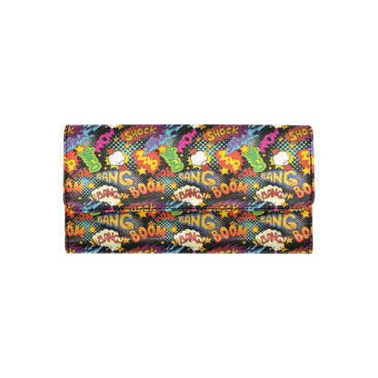Comic Book Pattern Print Design 01 Women's Trifold Wallet