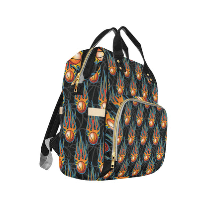 Basketball Fire Print Pattern Diaper Bag Backpack