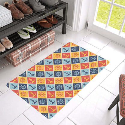 Nautical Pattern Design Themed Print Rubber Doormat