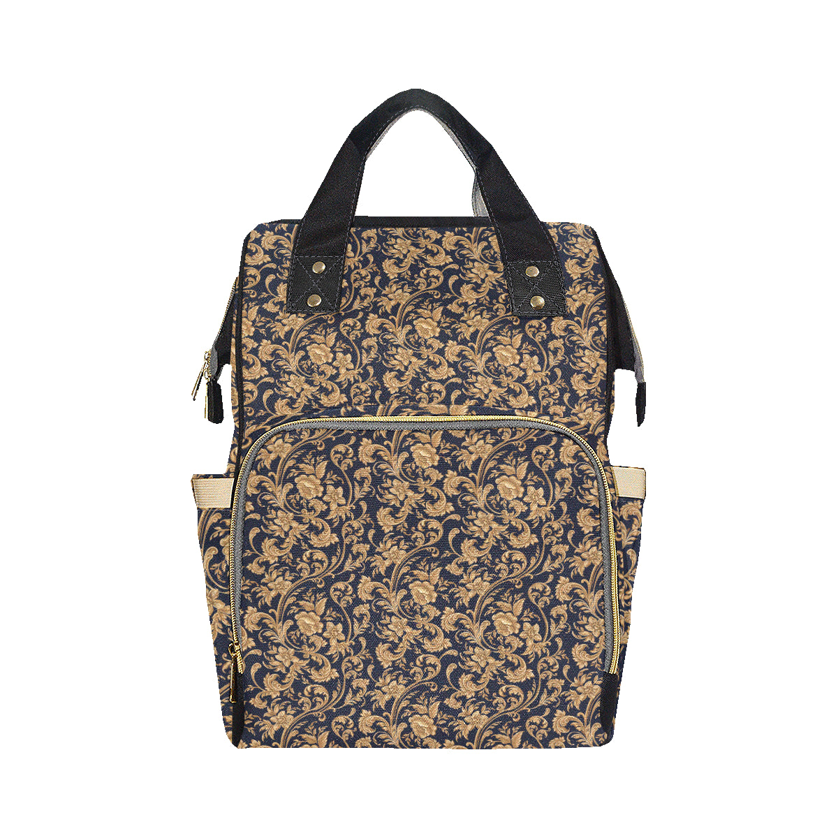 Baroque Golden Pattern Print Design 03 Diaper Bag Backpack