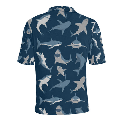 Shark Action Pattern Men Polo Shirt