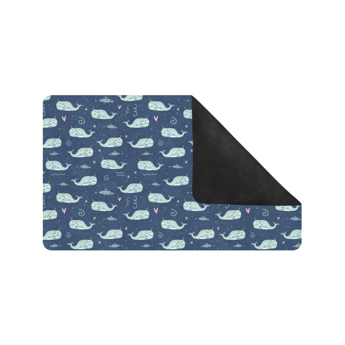Narwhal Design Print Rubber Doormat