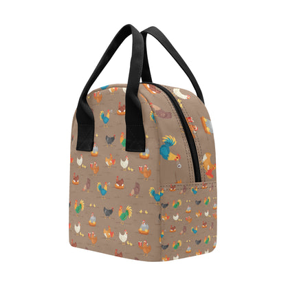 Chicken Happy Print Pattern Insulated Lunch Bag