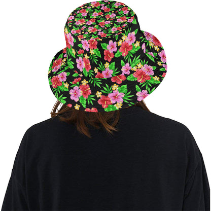 Pink Red Hibiscus Pattern Print Design HB023 Unisex Bucket Hat