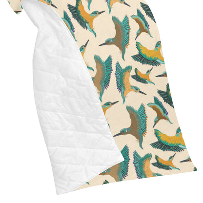 Kingfisher Pattern Print Design 02 Premium Quilt
