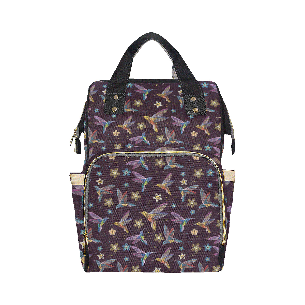 Hummingbird Pattern Print Design 04 Diaper Bag Backpack