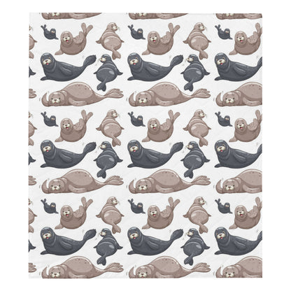 Sea Lion Pattern Print Design 02 Premium Quilt