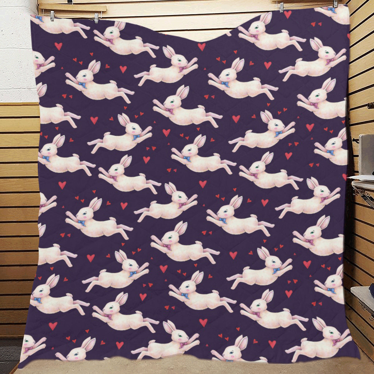 Rabbit Pattern Print Design RB016 Premium Quilt