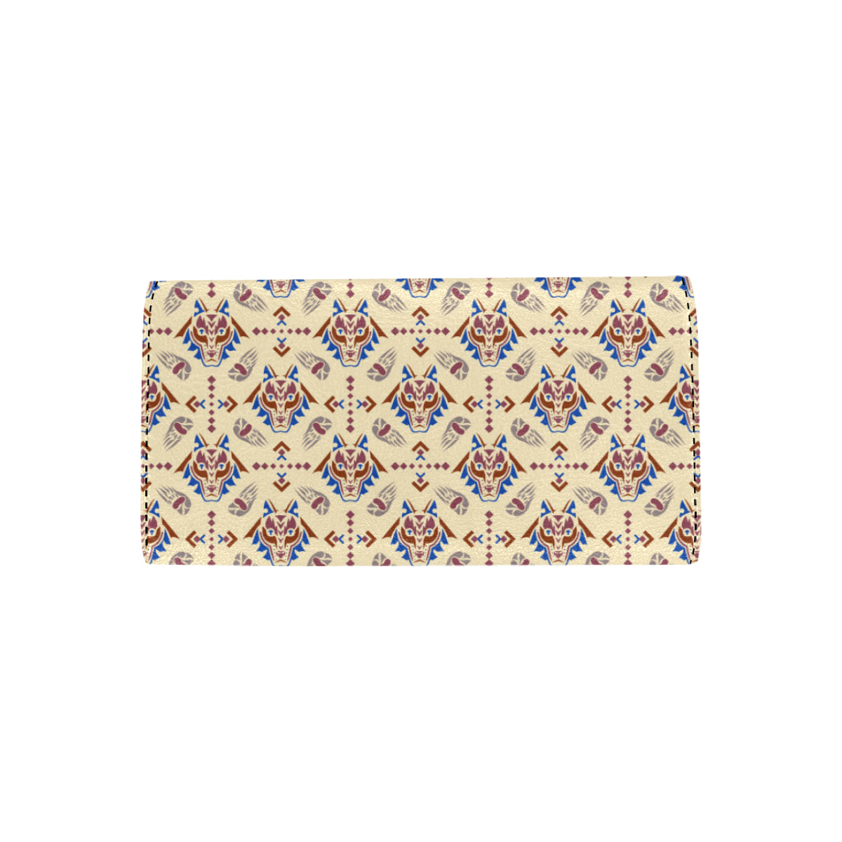 Aztec Wolf Pattern Print Design 03 Women's Trifold Wallet