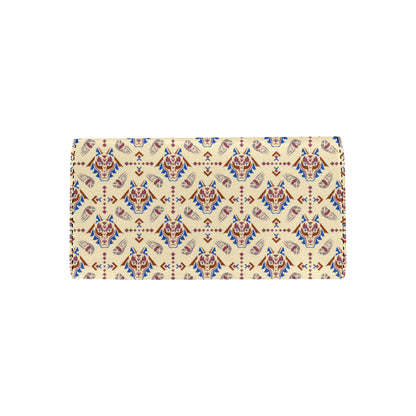 Aztec Wolf Pattern Print Design 03 Women's Trifold Wallet