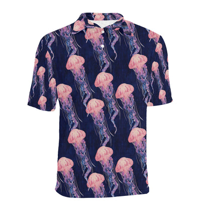 Jellyfish Pattern Print Design 03 Men Polo Shirt