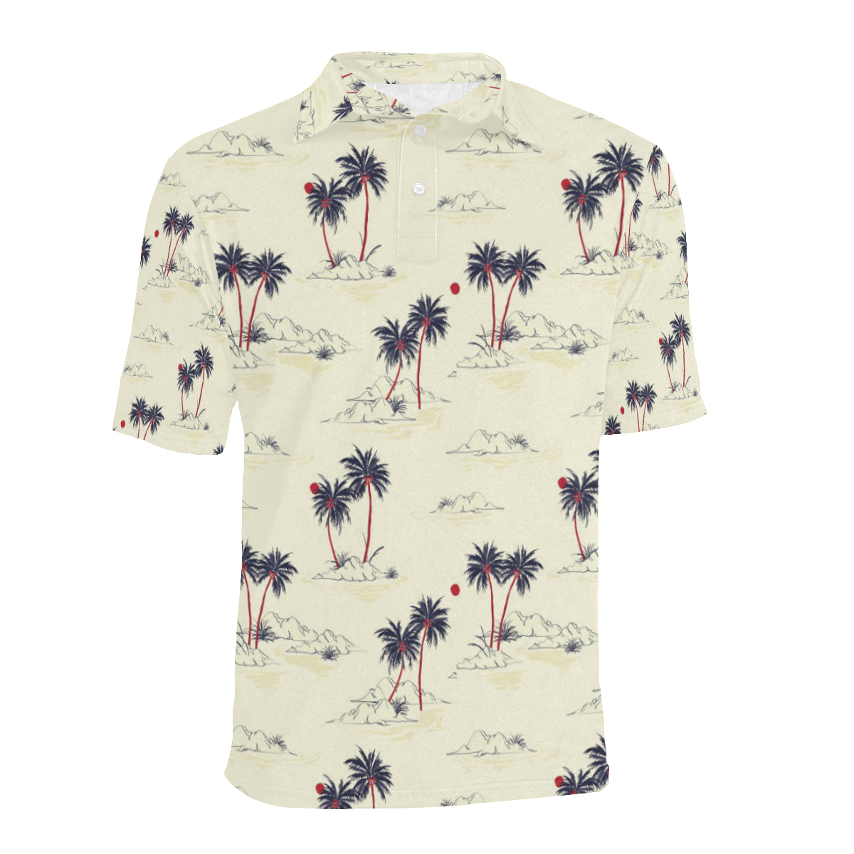 Palm Tree Pattern Print Design PT08 Men Polo Shirt