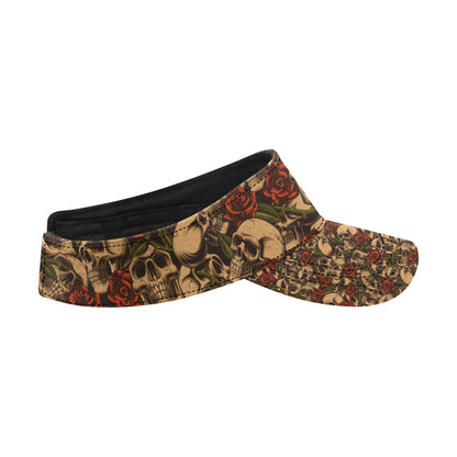 Skull Roses Vintage Design Themed Print Unisex Sun Visor