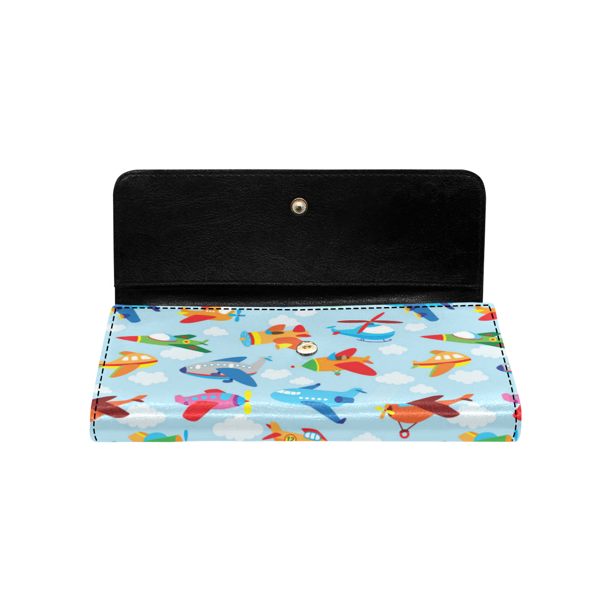 Airplane Colorful Pattern Print Design 01 Women's Trifold Wallet