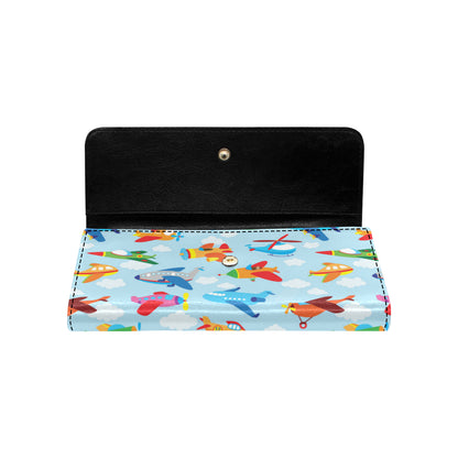 Airplane Colorful Pattern Print Design 01 Women's Trifold Wallet