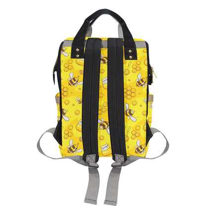 Bee Pattern Print Design BEE01 Diaper Bag Backpack
