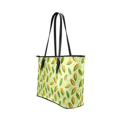 Agricultural Fresh Corn cob Print Pattern Leather Tote Bag