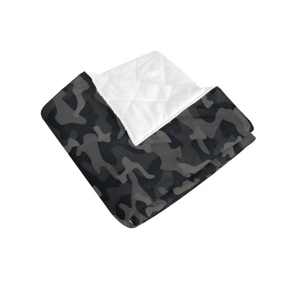 Camo Black Pattern Print Design 02 Premium Quilt