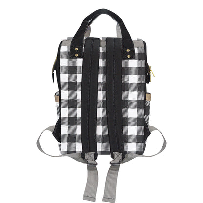 Buffalo check Black white Pattern Print Design 04 Diaper Bag Backpack