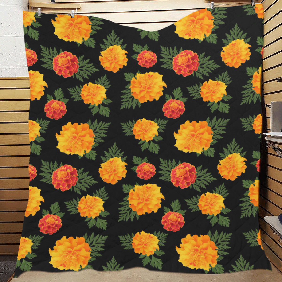 Marigold Pattern Print Design MR05 Premium Quilt