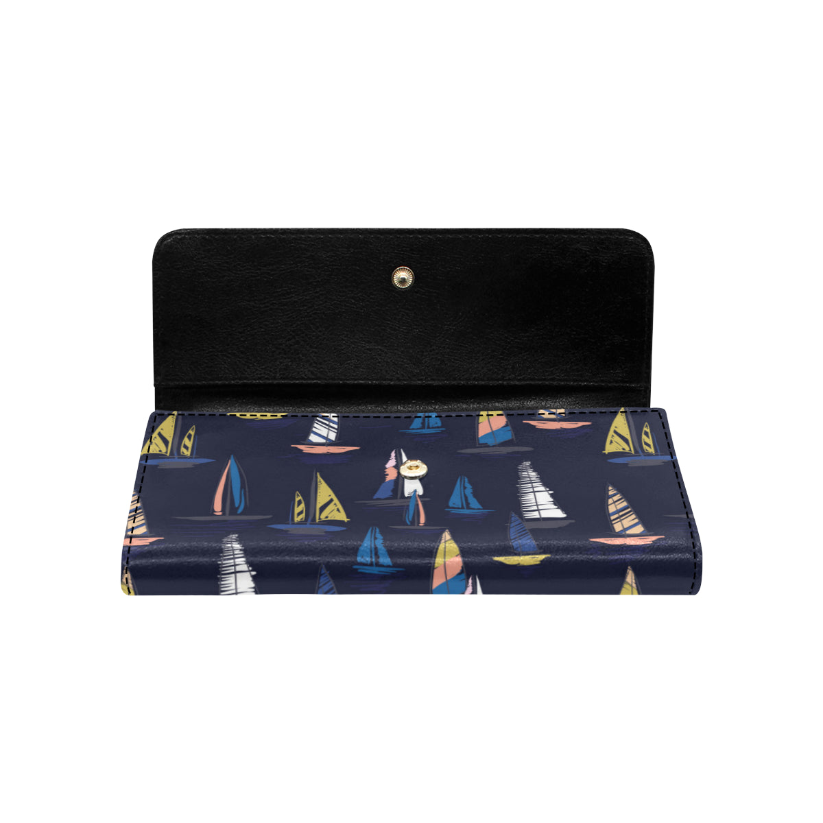 Sailing Ships Pattern Print Design A03 Women's Trifold Wallet