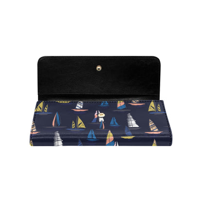 Sailing Ships Pattern Print Design A03 Women's Trifold Wallet