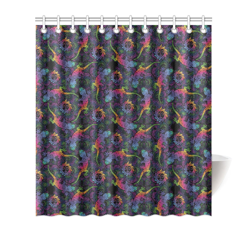 Gecko Rainbow Pattern Print Design 03 Shower Curtain