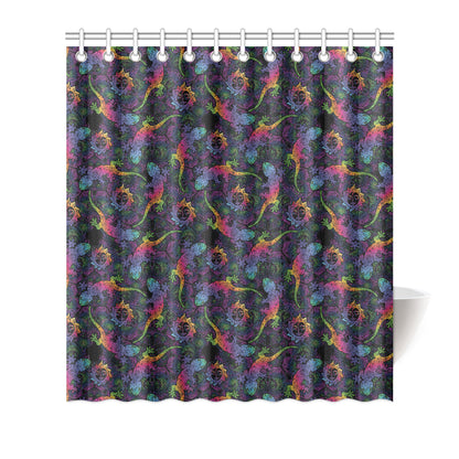 Gecko Rainbow Pattern Print Design 03 Shower Curtain