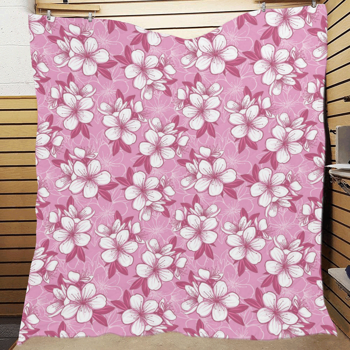 Cherry Blossom Pattern Print Design CB02 Premium Quilt